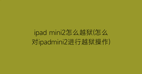 ipadmini2怎么越狱(怎么对ipadmini2进行越狱操作)